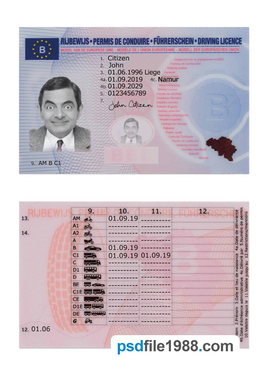 Belgium Driving License 2019-Present